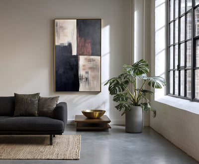 Abstract Black Beige Canvas Art