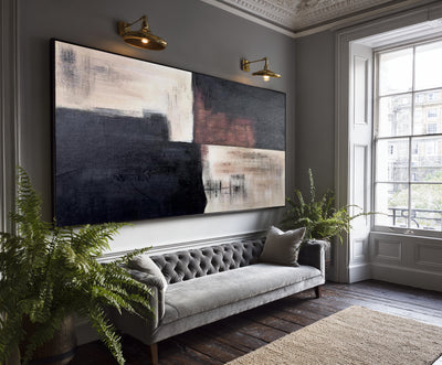 Abstract Black Beige Canvas Art