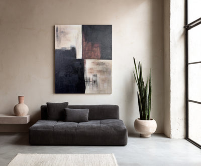 Abstract Black Beige Canvas Art