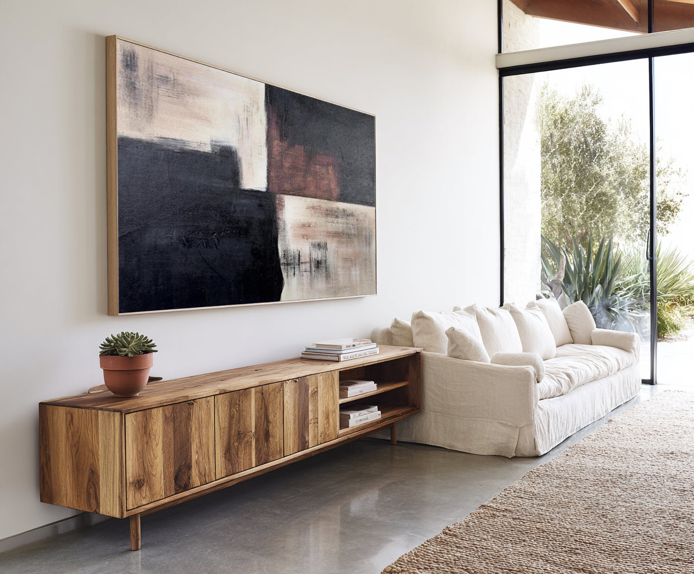 Abstract Black Beige Canvas Art