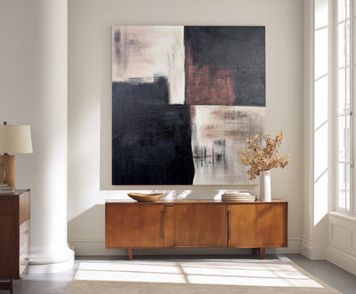 Abstract Black Beige Canvas Art