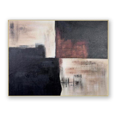 Abstract Black Beige Canvas Art