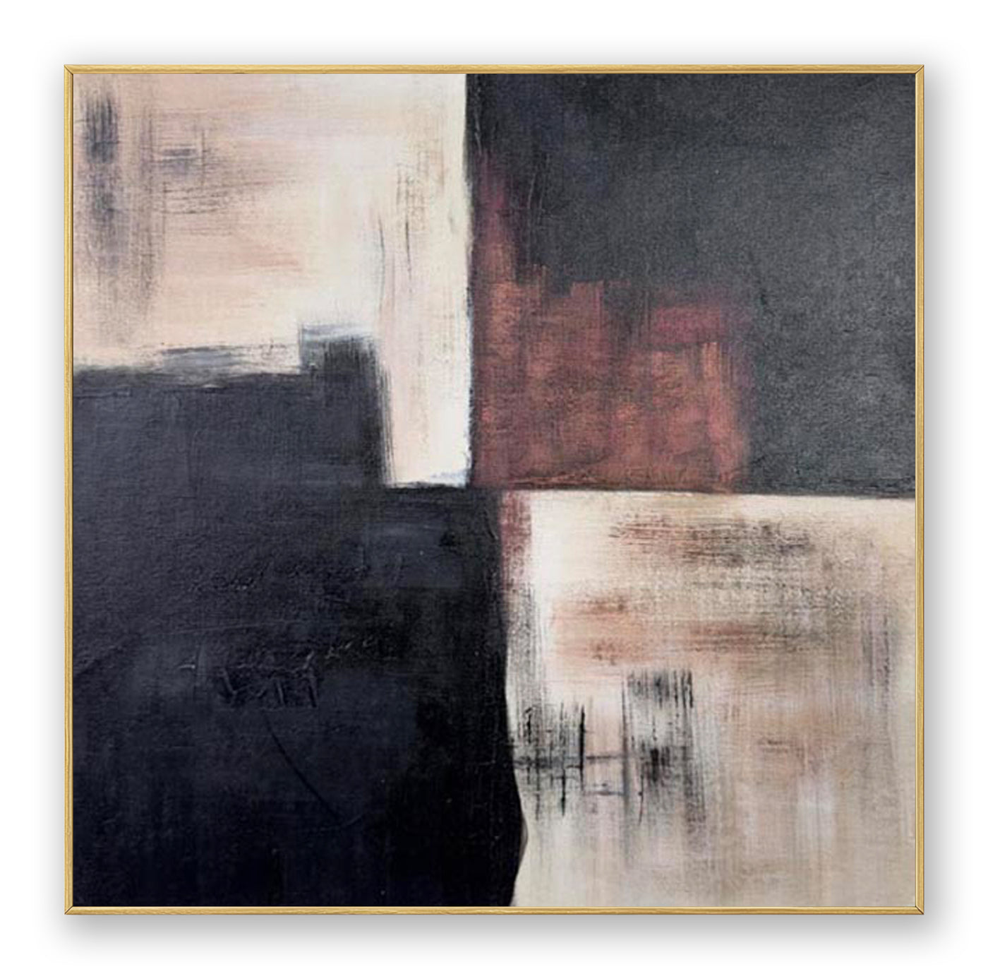 Abstract Black Beige Canvas Art