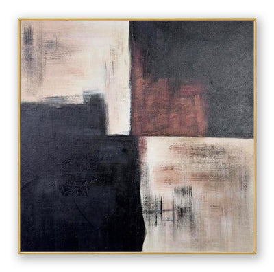 Abstract Black Beige Canvas Art