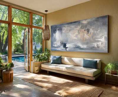 Abstract Blue Beige Canvas Art