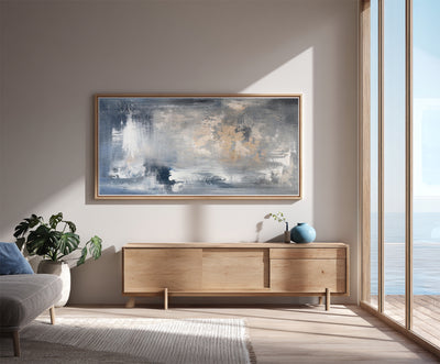 Abstract Blue Beige Canvas Art