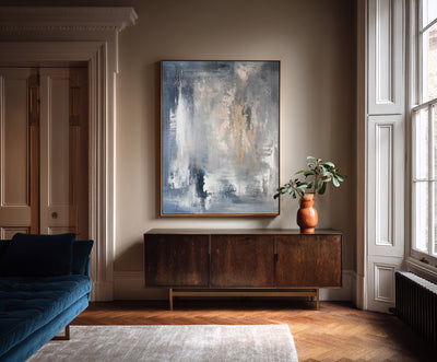 Abstract Blue Beige Canvas Art
