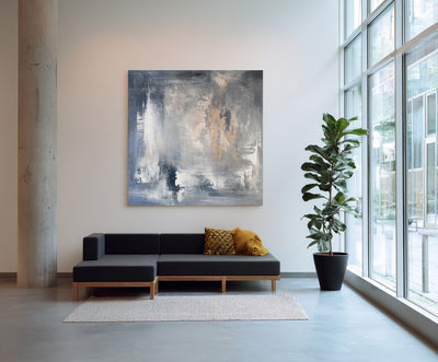 Abstract Blue Beige Canvas Art