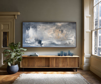 Abstract Blue Beige Canvas Art