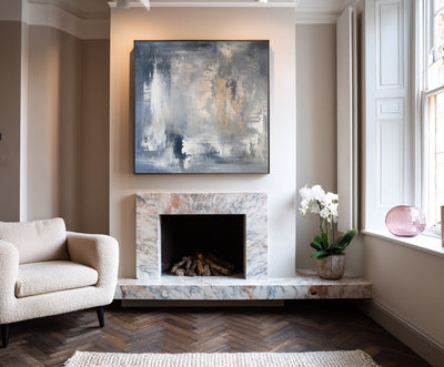 Abstract Blue Beige Canvas Art