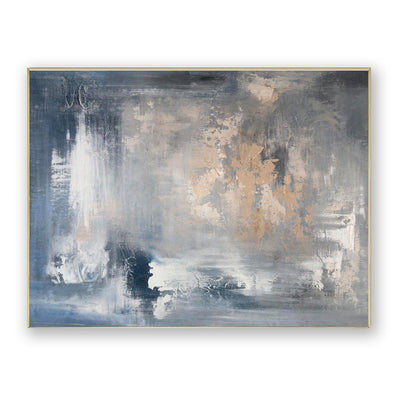 Abstract Blue Beige Canvas Art