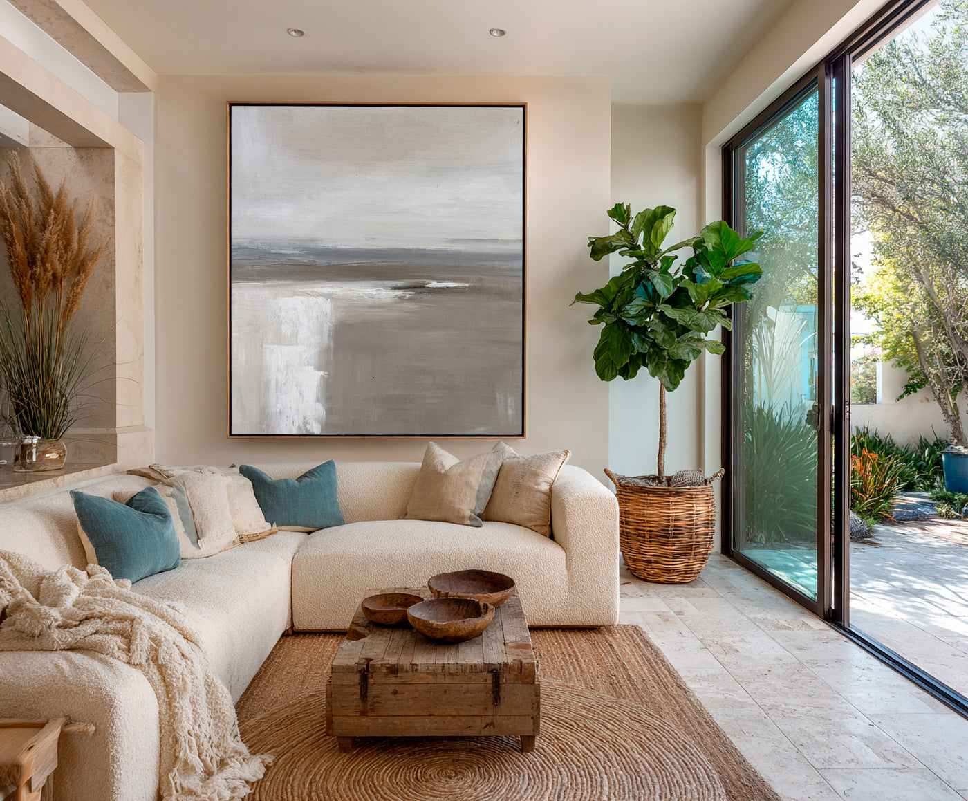 Abstract Beige Landscape Canvas Art