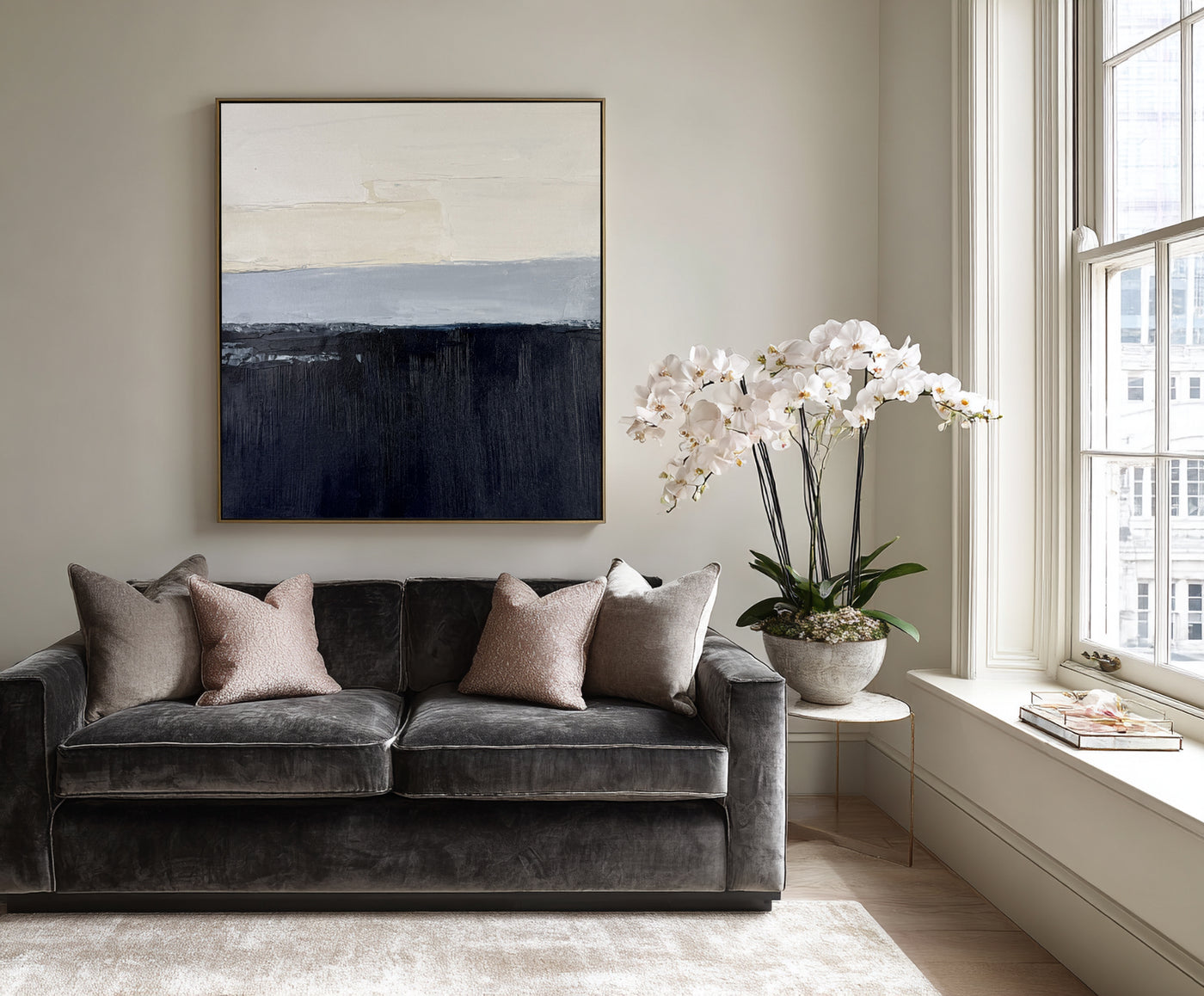 Abstract Black Beige Canvas Art