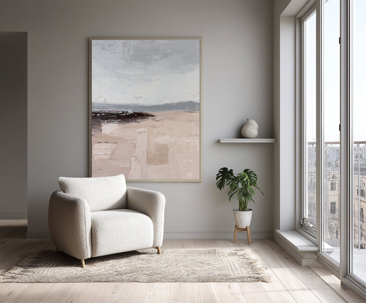 Abstract Beige Gray Landscape Canvas Art