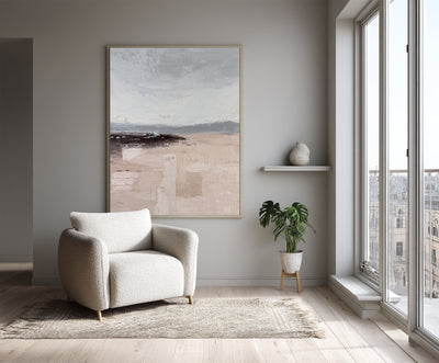Abstract Beige Gray Landscape Canvas Art