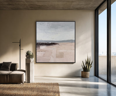 Abstract Beige Gray Landscape Canvas Art