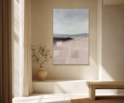 Abstract Beige Gray Landscape Canvas Art