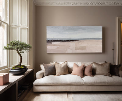 Abstract Beige Gray Landscape Canvas Art