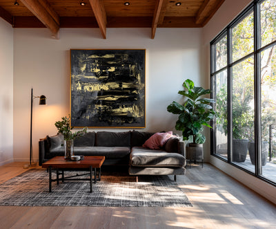 Abstract Black Gold Canvas Art