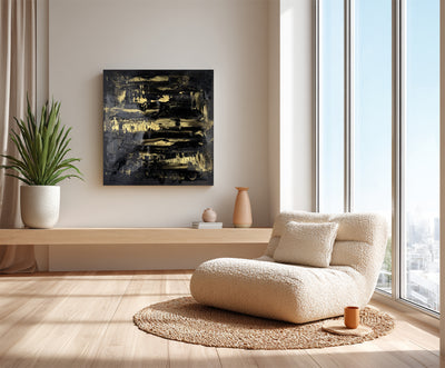 Abstract Black Gold Canvas Art
