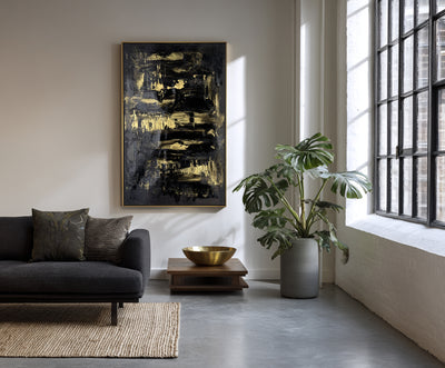 Abstract Black Gold Canvas Art