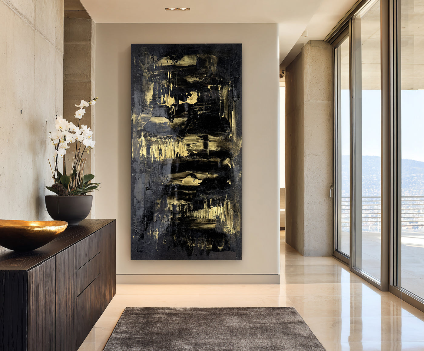 Abstract Black Gold Canvas Art