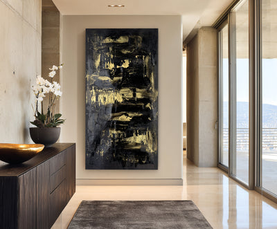 Abstract Black Gold Canvas Art