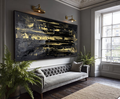 Abstract Black Gold Canvas Art