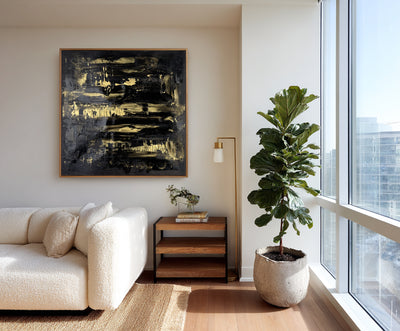 Abstract Black Gold Canvas Art