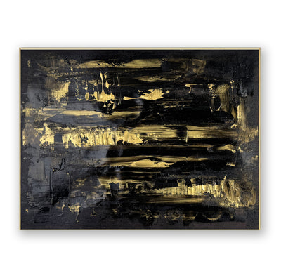 Abstract Black Gold Canvas Art
