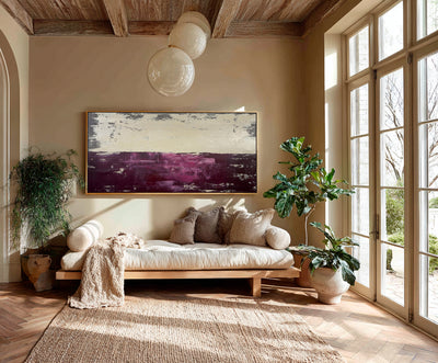 Abstract Beige Purple Canvas Art