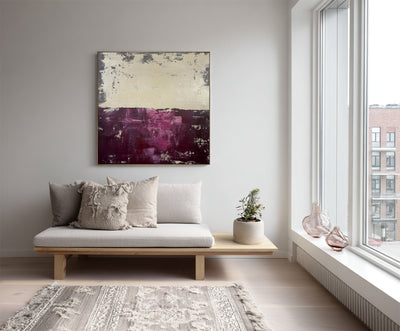 Abstract Beige Purple Canvas Art