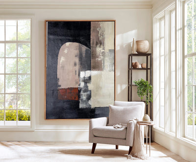 Abstract Beige Black Canvas Art