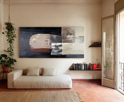 Abstract Beige Black Canvas Art