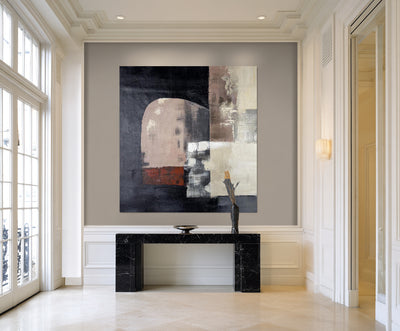 Abstract Beige Black Canvas Art