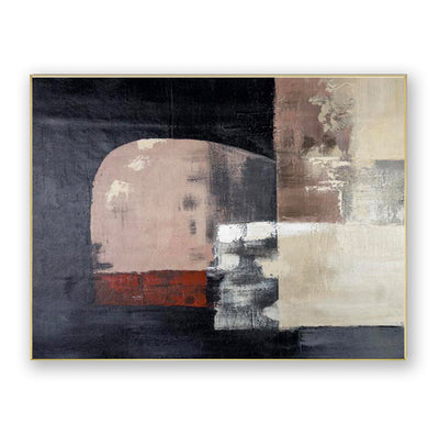 Abstract Beige Black Canvas Art