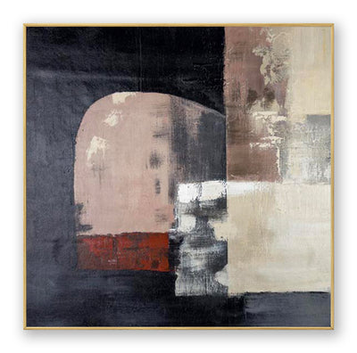 Abstract Beige Black Canvas Art