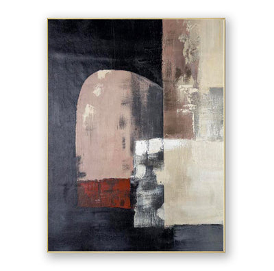 Abstract Beige Black Canvas Art