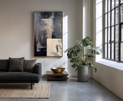 Abstract Black Beige Canvas Art