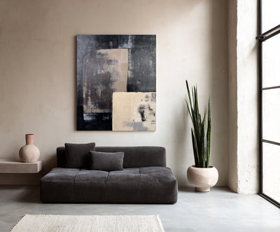 Abstract Black Beige Canvas Art