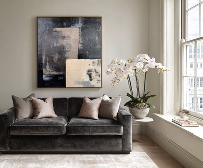 Abstract Black Beige Canvas Art