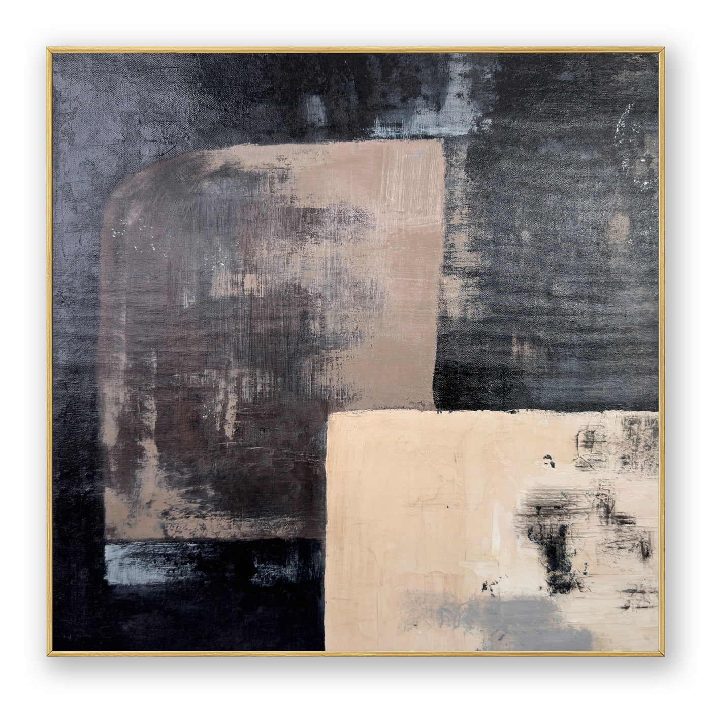 Abstract Black Beige Canvas Art