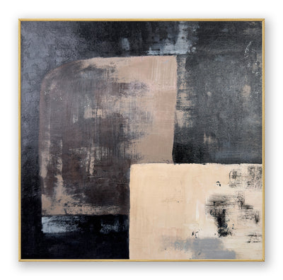 Abstract Black Beige Canvas Art