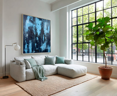 Abstract Blue Black Canvas Art