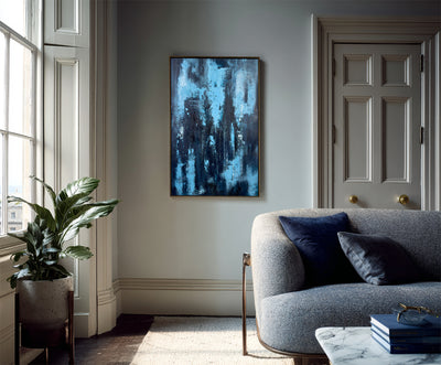 Abstract Blue Black Canvas Art