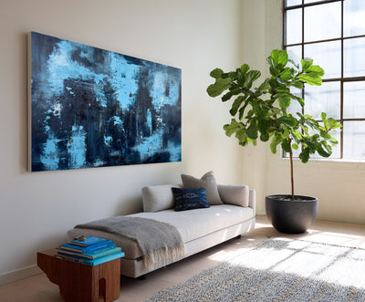 Abstract Blue Black Canvas Art