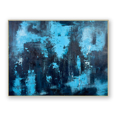 Abstract Blue Black Canvas Art