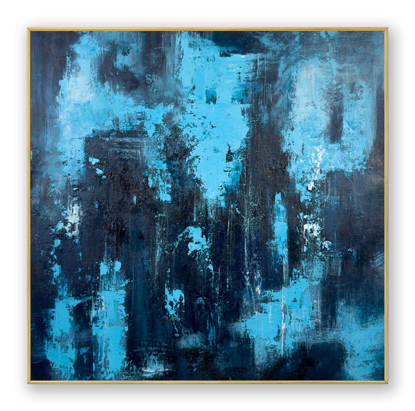 Abstract Blue Black Canvas Art