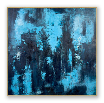 Abstract Blue Black Canvas Art