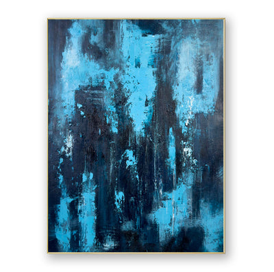 Abstract Blue Black Canvas Art